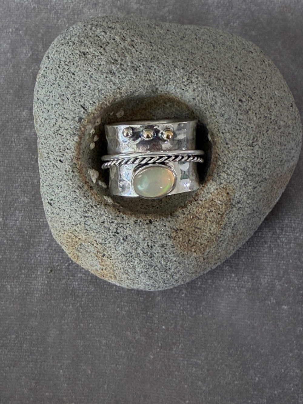 Sterling Silver Ethiopian Opal Spinner Ring